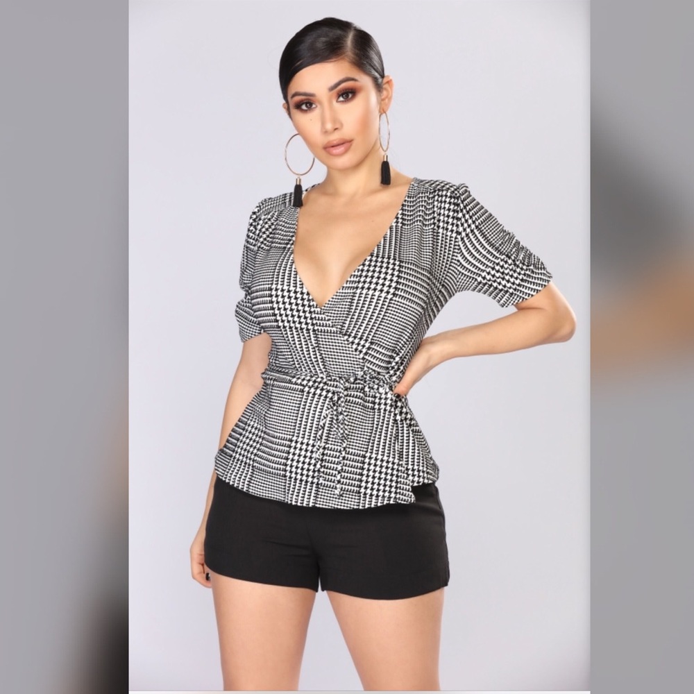 Sexy Surplice Top - Black White